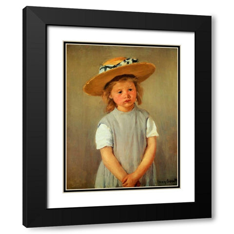 Child With Straw Hat Black Modern Wood Framed Art Print with Double Matting by Cassatt, Mary