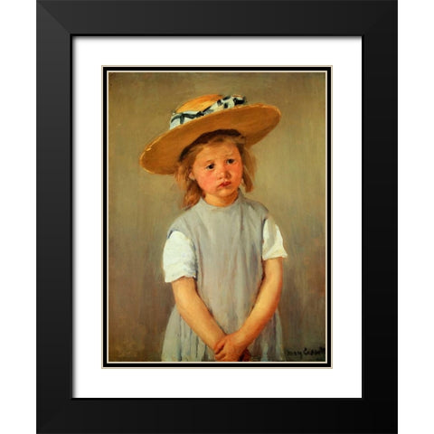 Child With Straw Hat Black Modern Wood Framed Art Print with Double Matting by Cassatt, Mary