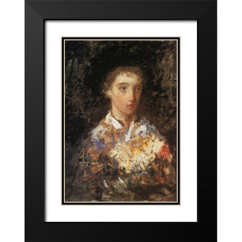 Head Of A Young Girl 1874 Black Modern Wood Framed Art Print with Double Matting by Cassatt, Mary