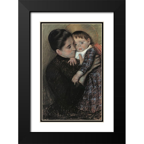Helene De Septeuil 1889 Black Modern Wood Framed Art Print with Double Matting by Cassatt, Mary