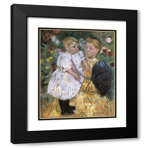 In The Garden 1893 Black Modern Wood Framed Art Print with Double Matting by Cassatt, Mary