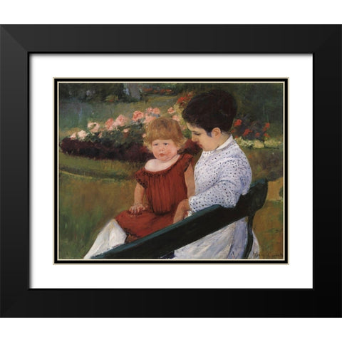 In The Park 1894 Black Modern Wood Framed Art Print with Double Matting by Cassatt, Mary