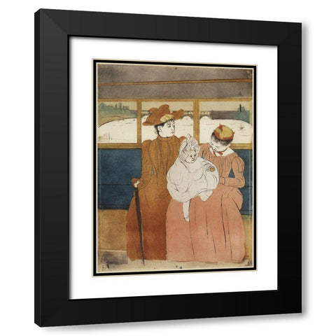 Interior Of A Tramway Passing A Bridge 1891 Black Modern Wood Framed Art Print with Double Matting by Cassatt, Mary