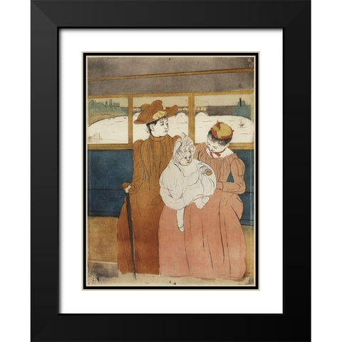 Interior Of A Tramway Passing A Bridge 1891 Black Modern Wood Framed Art Print with Double Matting by Cassatt, Mary