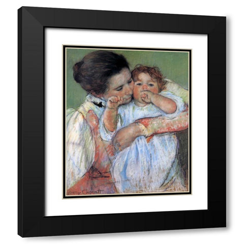 Little Anne Sucking Her Finger 1897 Black Modern Wood Framed Art Print with Double Matting by Cassatt, Mary