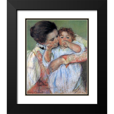 Little Anne Sucking Her Finger 1897 Black Modern Wood Framed Art Print with Double Matting by Cassatt, Mary