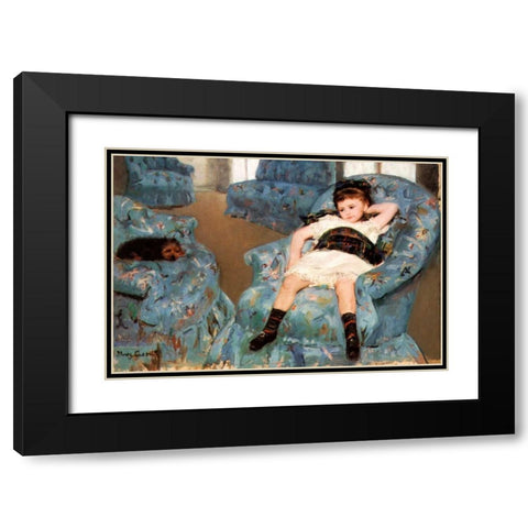 Little Girl In A Blue Armchair 1878 Black Modern Wood Framed Art Print with Double Matting by Cassatt, Mary