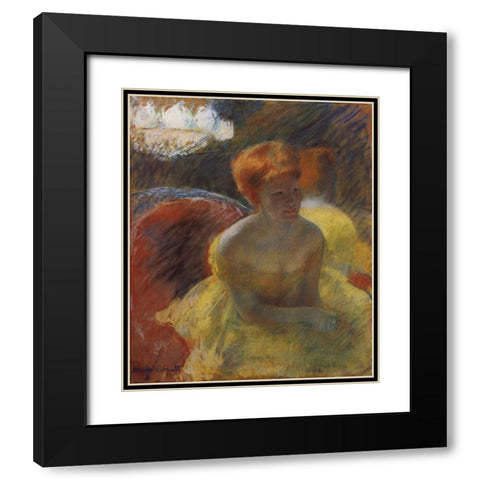 Lydia Leaning On Her Arms Seated In A Loge 1879 Black Modern Wood Framed Art Print with Double Matting by Cassatt, Mary