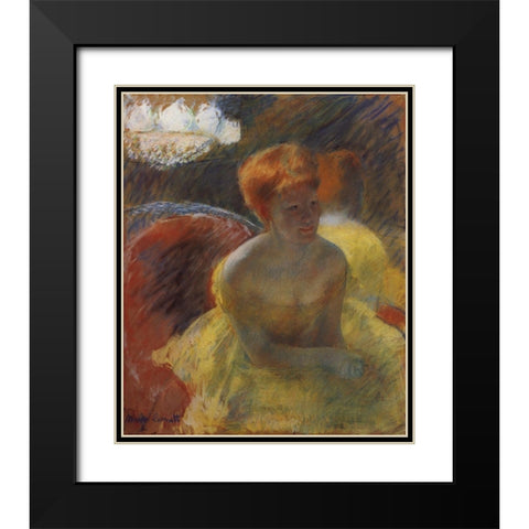 Lydia Leaning On Her Arms Seated In A Loge 1879 Black Modern Wood Framed Art Print with Double Matting by Cassatt, Mary