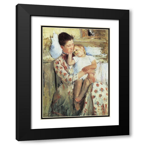 Mother And Child 1890 Black Modern Wood Framed Art Print with Double Matting by Cassatt, Mary