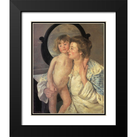 Mother And Child 1899 Black Modern Wood Framed Art Print with Double Matting by Cassatt, Mary