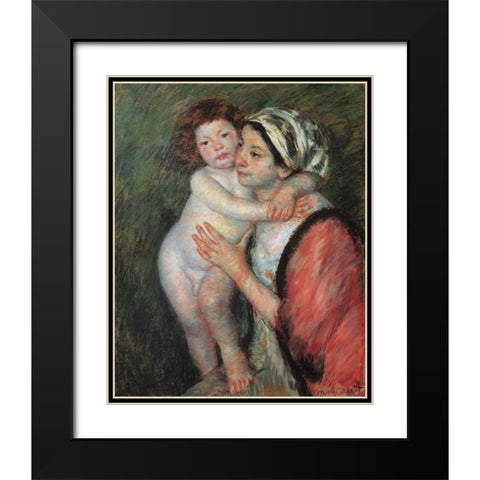 Mother And Child 1914 Black Modern Wood Framed Art Print with Double Matting by Cassatt, Mary