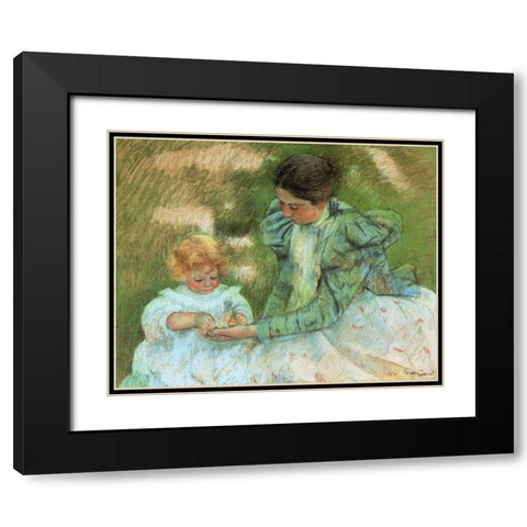 Mother Playing With Her Child 1897 Black Modern Wood Framed Art Print with Double Matting by Cassatt, Mary