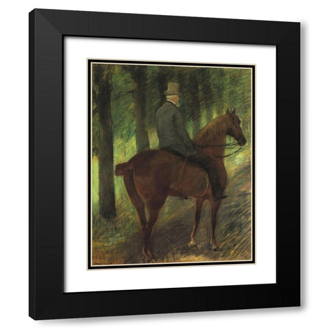 Mr Robert S On Horseback 1885 Black Modern Wood Framed Art Print with Double Matting by Cassatt, Mary