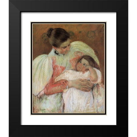 Nurse And Child 1897 Black Modern Wood Framed Art Print with Double Matting by Cassatt, Mary
