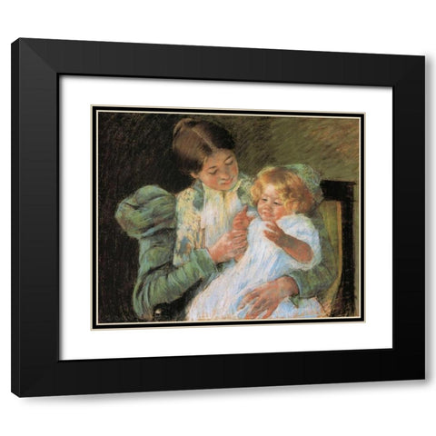 Pattycake 1897 Black Modern Wood Framed Art Print with Double Matting by Cassatt, Mary