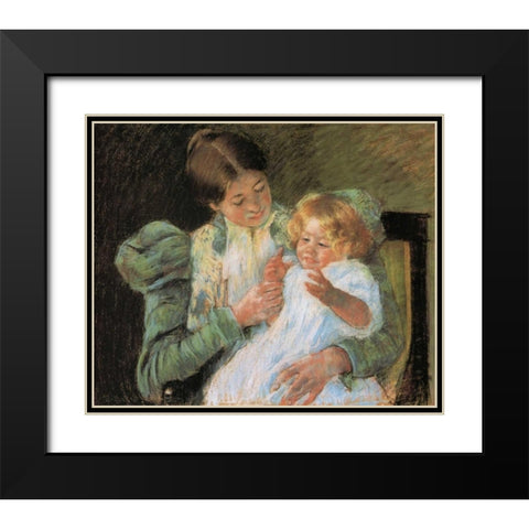 Pattycake 1897 Black Modern Wood Framed Art Print with Double Matting by Cassatt, Mary