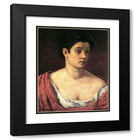 Portrait Of A Woman 1872 Black Modern Wood Framed Art Print with Double Matting by Cassatt, Mary