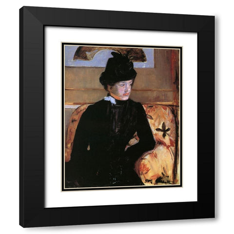 Portrait Of A Young Woman In Black 1883 Black Modern Wood Framed Art Print with Double Matting by Cassatt, Mary