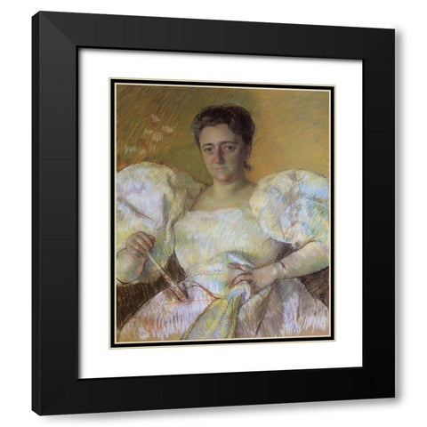 Portrait Of Mrs H O Havemeyer 1896 Black Modern Wood Framed Art Print with Double Matting by Cassatt, Mary