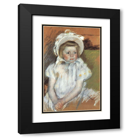 Simone In A White Bonnet 1901 Black Modern Wood Framed Art Print with Double Matting by Cassatt, Mary