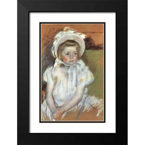 Simone In A White Bonnet 1901 Black Modern Wood Framed Art Print with Double Matting by Cassatt, Mary
