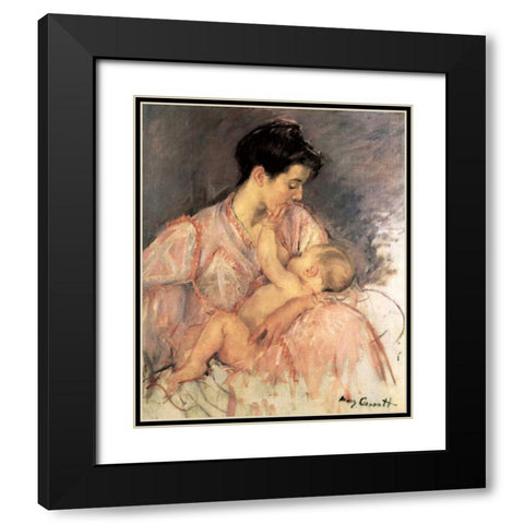 Sketch For Mother Jeanne Nursing Her Baby 1906 Black Modern Wood Framed Art Print with Double Matting by Cassatt, Mary