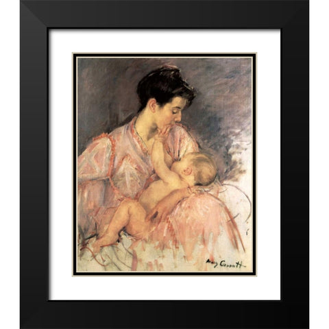 Sketch For Mother Jeanne Nursing Her Baby 1906 Black Modern Wood Framed Art Print with Double Matting by Cassatt, Mary