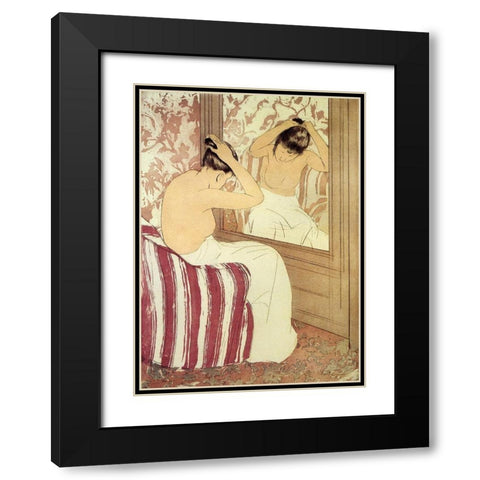 Study 1890 Black Modern Wood Framed Art Print with Double Matting by Cassatt, Mary