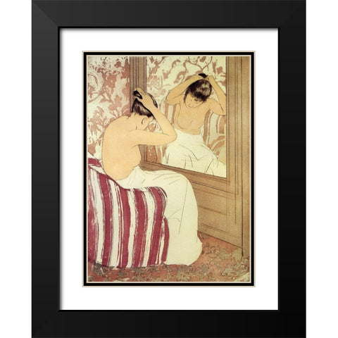 Study 1890 Black Modern Wood Framed Art Print with Double Matting by Cassatt, Mary