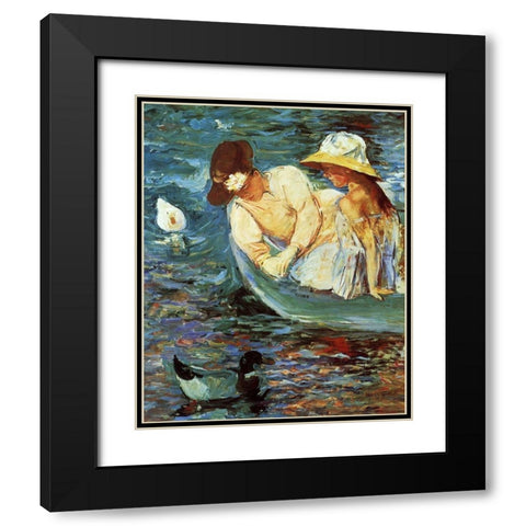 Summertime 1894 Black Modern Wood Framed Art Print with Double Matting by Cassatt, Mary