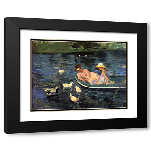 Summertime II 1894 Black Modern Wood Framed Art Print with Double Matting by Cassatt, Mary