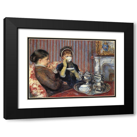 The Tea, 1880 Black Modern Wood Framed Art Print with Double Matting by Cassatt, Mary