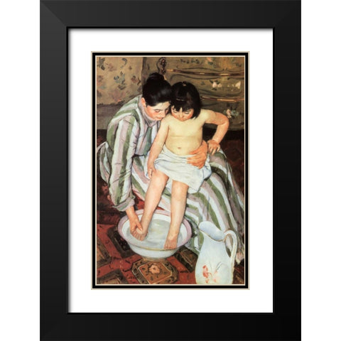 The Bath 1892 Black Modern Wood Framed Art Print with Double Matting by Cassatt, Mary