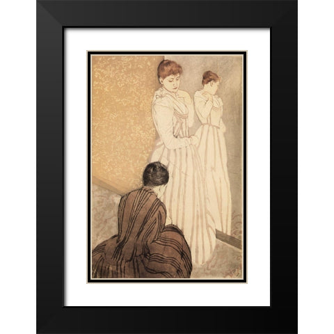 The Fitting 1891 Black Modern Wood Framed Art Print with Double Matting by Cassatt, Mary