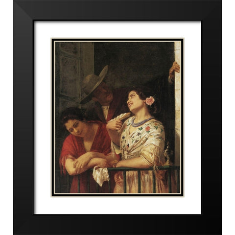 The Flirtation A Balcony In Seville 1872 Black Modern Wood Framed Art Print with Double Matting by Cassatt, Mary