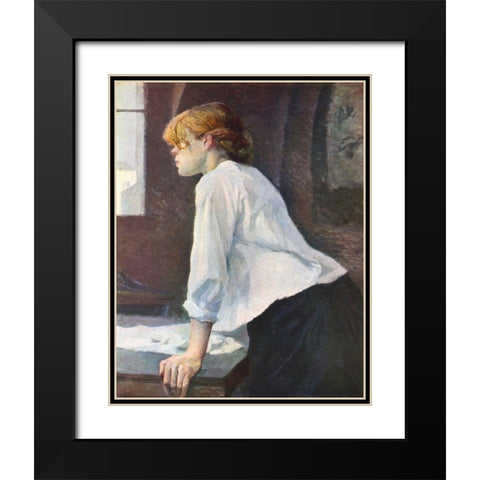 The Laundress 1889 Black Modern Wood Framed Art Print with Double Matting by Cassatt, Mary