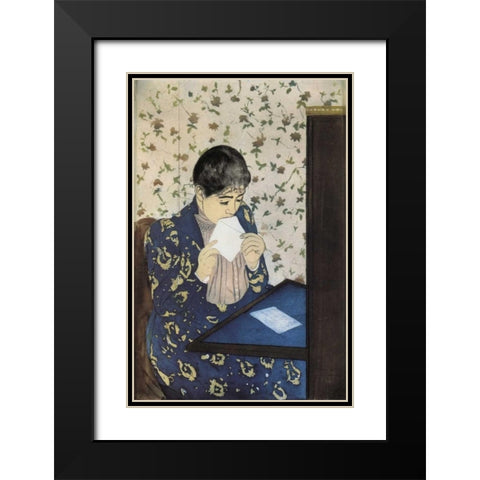 The Letter 1891 Black Modern Wood Framed Art Print with Double Matting by Cassatt, Mary
