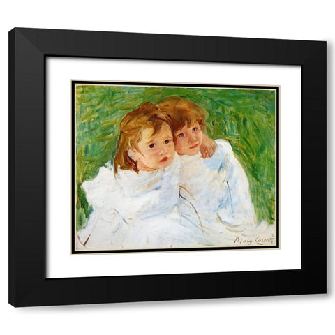 The Sisters 1885 Black Modern Wood Framed Art Print with Double Matting by Cassatt, Mary