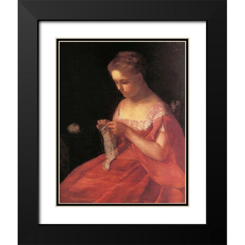 The Young Bride 1869 Black Modern Wood Framed Art Print with Double Matting by Cassatt, Mary