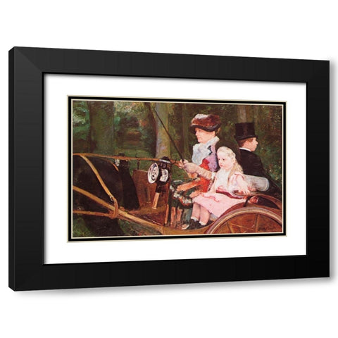 Woman And Child Driving 1879 Black Modern Wood Framed Art Print with Double Matting by Cassatt, Mary