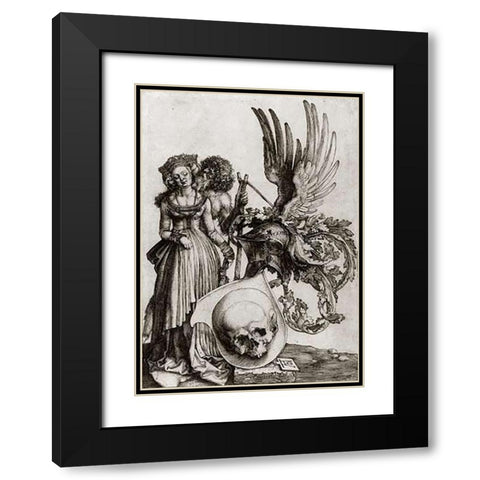 Coat Of Arms With A Skull Black Modern Wood Framed Art Print with Double Matting by Durer, Albrecht