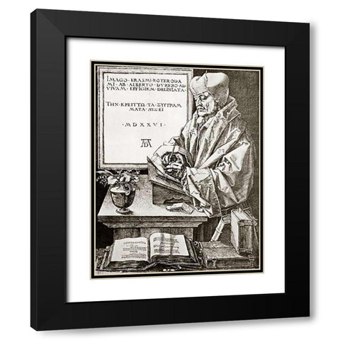Erasmus Of Rotterdam Black Modern Wood Framed Art Print with Double Matting by Durer, Albrecht