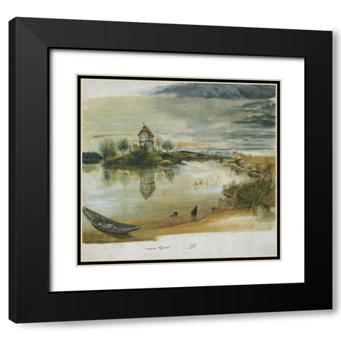 Fishermans House On A Lake Near Nuremberg Black Modern Wood Framed Art Print with Double Matting by Durer, Albrecht