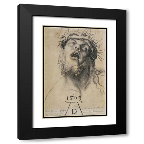 Head Of The Dead Museumist Black Modern Wood Framed Art Print with Double Matting by Durer, Albrecht