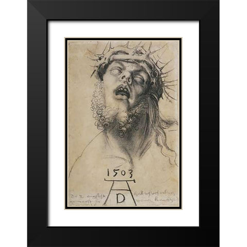 Head Of The Dead Museumist Black Modern Wood Framed Art Print with Double Matting by Durer, Albrecht