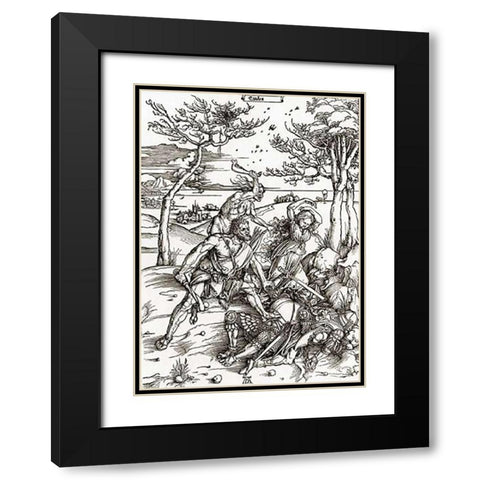 Hercules Black Modern Wood Framed Art Print with Double Matting by Durer, Albrecht