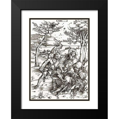 Hercules Black Modern Wood Framed Art Print with Double Matting by Durer, Albrecht