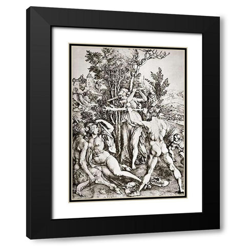 Hercules 2 Black Modern Wood Framed Art Print with Double Matting by Durer, Albrecht