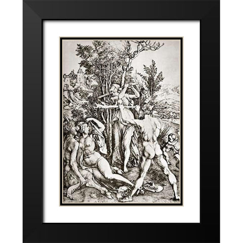 Hercules 2 Black Modern Wood Framed Art Print with Double Matting by Durer, Albrecht